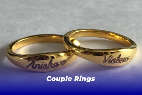 Couple Rings Wedding Cupal Rings, Couples Rings Gold Engagement, Cute Cupple Rings Gold, Ring Designs Name, Wedding Cupal Rings Gold, Couple Name Rings Gold Unique, Coupal Ring Engagement, Couples Ring Gold, Couple Rings In Gold