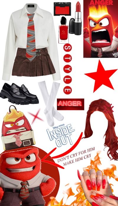 ANGER🔥 Outfit | ShopLook Anger From Inside Out Costume Girl, Anger Costume Female, Anger Outfits Inside Out, Anger Inside Out Outfit, Anger Inside Out Halloween Costume, Anger From Inside Out Costume, Inside Out 2 Outfit Ideas, Anger Inside Out Costume, Anger Inside Out