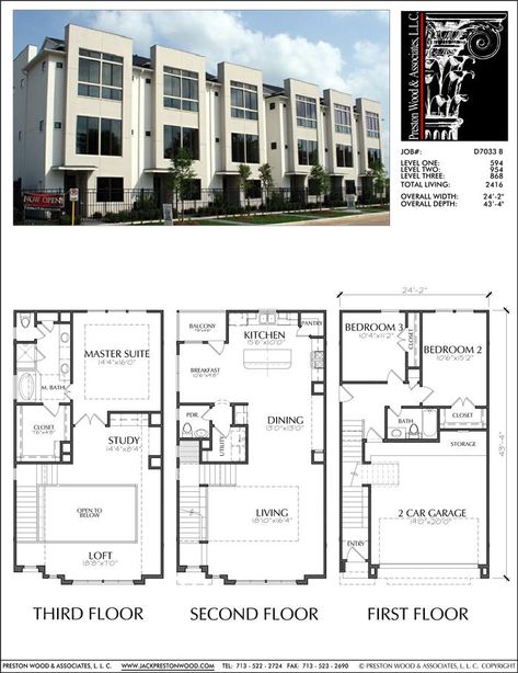 Townhomes, Townhouse Floor Plans, Urban Row House Plan Designers – Preston Wood & Associates Townhouse Plans, Town House Plans, Row House Design, Urban House, Townhouse Exterior, Town Homes, Modern Townhouse, Townhouse Designs, Apartment Floor Plans