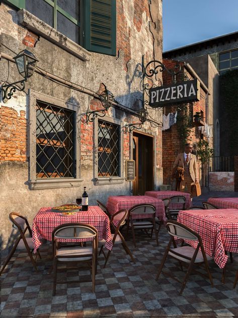 Italian Restaurant Decor, Pizzeria Design, Italy Restaurant, Italian Bistro, Italy Vibes, Italian Cafe, Italian Aesthetic, Fotografi Vintage, Living In Italy