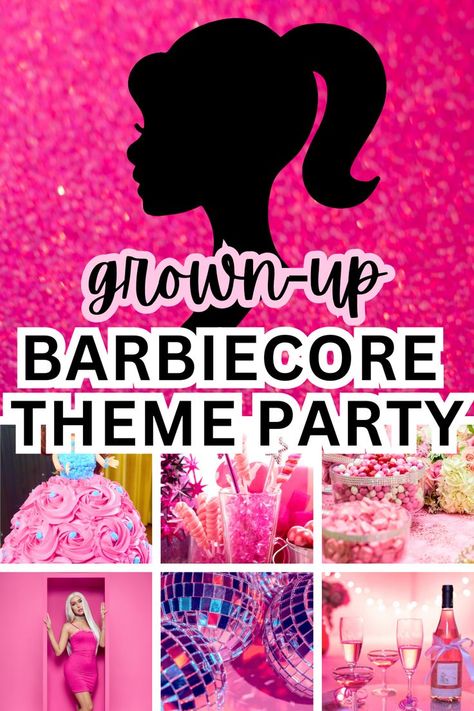 Barbie party theme for grown ups! Everything you need for Barbie birthday parties and fun Barbie movie watch party including Barbie theme party outfits, Barbie themed foods, Barbie games and more! Great for a girls night out party theme too! #barbieparty #gno #watchparty #birthdaypartytheme Barbie Party Theme, Barbie Party Games, Barbie Birthday Party Games, Pink Barbie Party, Movie Watch Party, Sleepover Themes, Barbie Themed Birthday Party, Barbie Decorations, Hot Pink Barbie