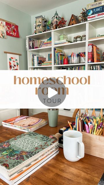 Homeschool Dining Room Ideas, Dining Room Homeschool Space, Homeschool Organization Storage, Cozy Homeschool Room, Small Homeschool Room, Small Space Homeschool Room, Homeschool Table, Homeschool Storage, Eclectic Homeschooling