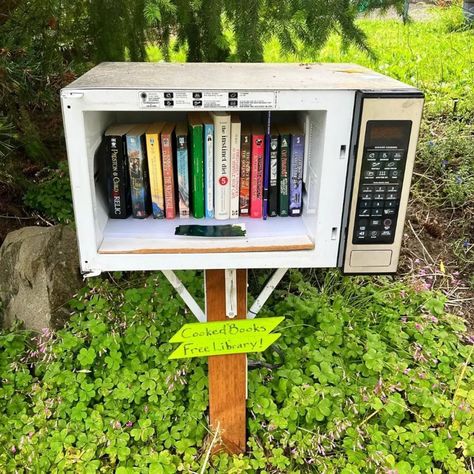 Random Things You Can Repurpose Into Little Free Libraries Little Free Library Plans, Little Free Pantry, Library Plan, Mini Library, Community Library, Build Community, Wine Barrels, Glass Panel Door, Filing Cabinets