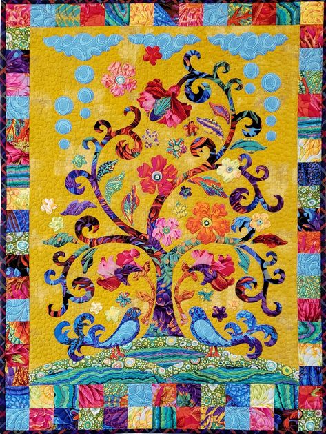 Tree of Life Wallhanging Tree Of Life Applique Quilt Pattern, Tree Of Life Quilts, Tree Of Life Quilt Pattern, Tree Of Life Embroidery, Tree Of Life Quilt, Family Tree Quilt, Ornament Inspiration, Wallhanging Patterns, Happy Quilts