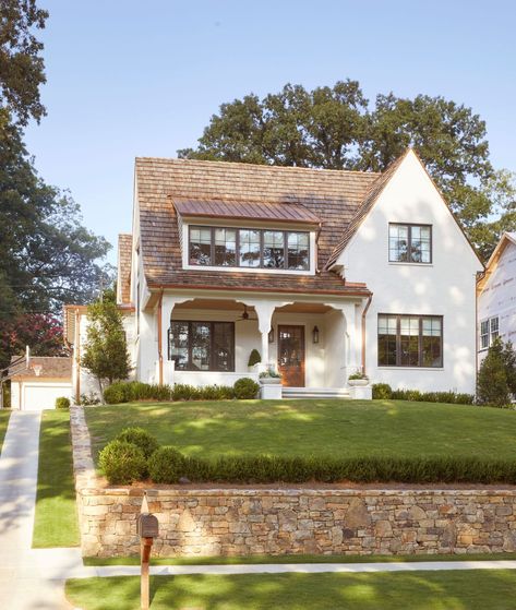 Edgeland Custom Build – Twin Companies of Birmingham Cottage House Exterior, Front Wall Design, European Cottage, European Style Homes, European House, Modern Cottage, Front Porch Decorating, Front Elevation, House Elevation