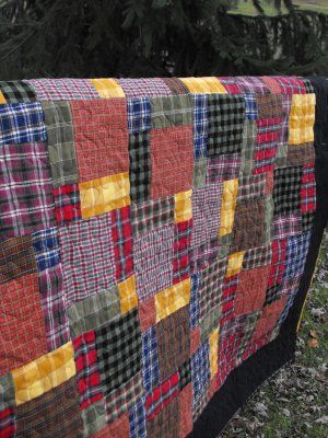 FLANNEL QUILT --- BOLO pretty and heavy flannel shirts Hanging On by a Needle and Thread: Flannel Scraps Flannel Scraps, Flannel Quilt Patterns, Flannel Quilts, Plaid Quilt, Baby Boy Quilts, Scrap Quilt Patterns, Man Quilt, Denim Quilt, Scrap Quilt