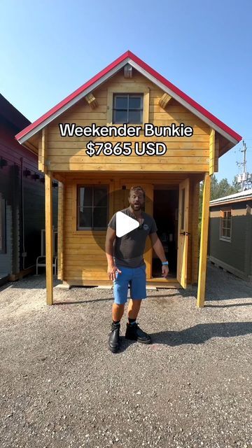 Bunkie Life on Instagram: "The Weekender Bunkie with Loft is $7,865 USD or $9,995 CAD.  If you want to check out our other models visit Bunkielife.com  #logcabin #fyp #extraspace #guesthouse #sheshed #viral #tour" Bunkie Plans With Loft, Bunkie With Loft, Bunkie Life, Bunkie Ideas, Shed With Loft, House Loft, Shed Homes, She Sheds, Bunk House