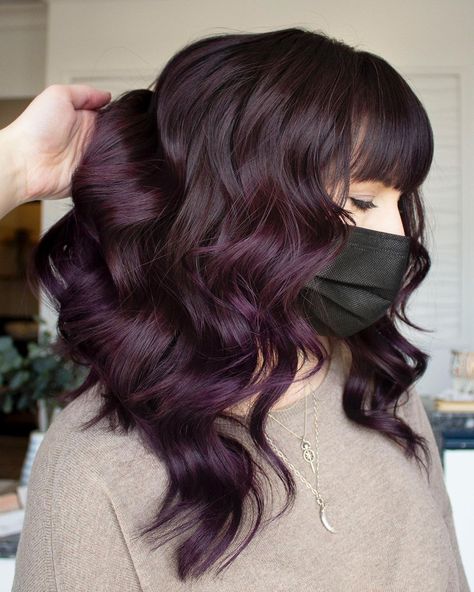 40 Plum Hair Color Designs Plum Hair Color Ideas, Eggplant Colored Hair, Plum Brown Hair, Dark Plum Hair, Blackberry Hair Colour, Plum Hair Color, Pelo Color Borgoña, Purple Brown Hair, Hair Color Plum