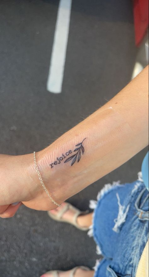 Small Tattoos For Memory Of Loved Ones, Abide Tattoos Vine, Scripture Wrist Tattoos For Women, Small Olive Branch Tattoo Wrist, Biblical Flower Tattoo, Tattoo Ideas Faith Based, Olive Branch Tattoo With Words, Luke 15:4 Tattoo, Olive Branch Tattoo On Wrist