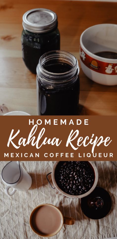 Home Made Kahlua Recipes, Home Made Liquor Recipes, Diy Kahlua, Infusing Alcohol, Kaluha Recipes, Kaluah Recipes, Homemade Kahlua Recipe, Homemade Extracts, Homemade Kahlua