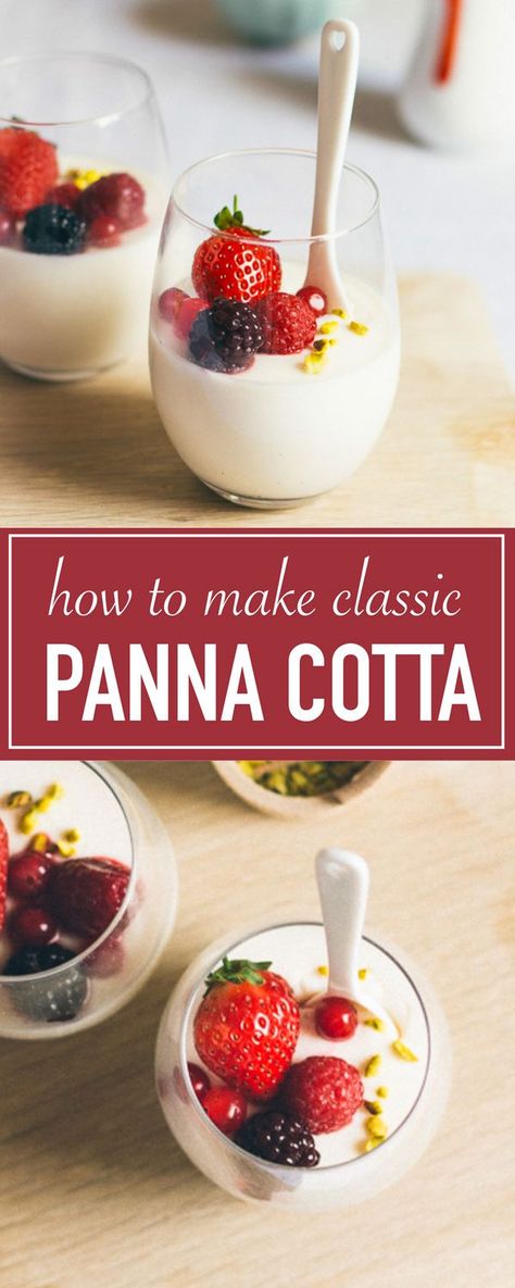 The best classic panna cotta recipe. It’s quick and easy, with only 5 ingredients! Vegan Panacotta Recipe, Panacota Recipe, Classic Recipes, Panacotta Recipe Vegan, Pana Cotta Recipe, Best Panna Cotta Recipe, Pana Cotta Recipe Desserts, Natasha’s Kitchen Panna Cotta, Valentines Recipes Desserts