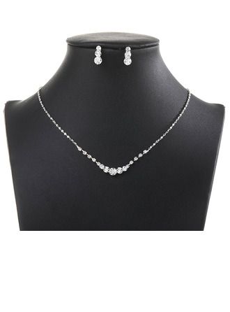 [US$ 7.00] Classic Rhinestone Drop Earrings/Tennis Necklace Jewelry Sets - JJ's House Silver Necklaces Wedding, Formal Jewellery Silver, Silver Earrings And Necklace, Winter Formal Accessories, Silver Necklaces Diamond, Wedding Necklace For Bride, Cute Wedding Jewelry, Bride Jewelry Set Simple, Elegant Wedding Jewelry Brides