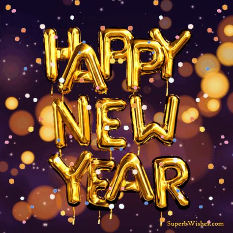 Beautiful Animated Happy New Year 2023 GIF Images | SuperbWishes Happy New Year Emoji, Animated Happy New Year, Happy New Year Balloons, New Year Animated Gif, Animated Ecards, Golden Balloons, Happy New Year Animation, Fireworks Gif, Background Gif