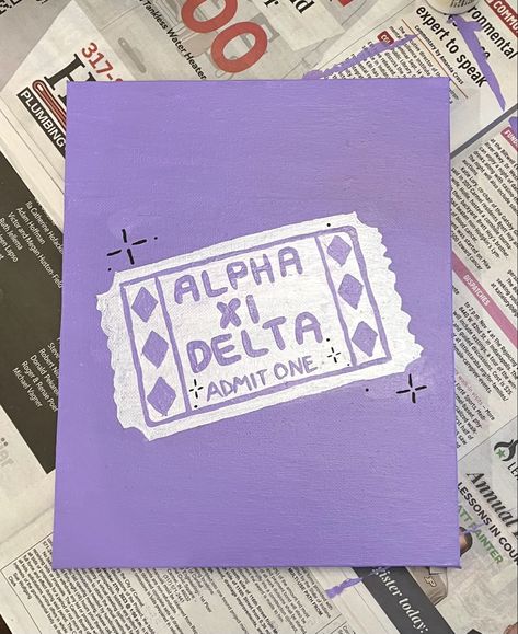 Big Lil Canvases, Purple Sorority Canvas, Axid Canvas Alpha Xi, Sorority Letter Painting, Delta Zeta Canvas Painting, Delta Zeta Painting, Canvas Painting Ideas Sorority, Aephi Canvas, Big Little Paintings Sorority