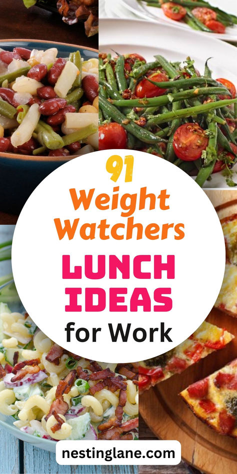 91 Easy Weight Watchers Lunch Ideas for Work graphic. Easy Weight Watchers Lunch, Weight Watchers Lunch Recipes, Weight Watchers Lunch Ideas, Weight Watchers Lunch, Weight Watchers Food Points, Weight Watchers Pumpkin, Weight Watchers Lunches, Lunch Ideas For Work, Weight Watchers Plan