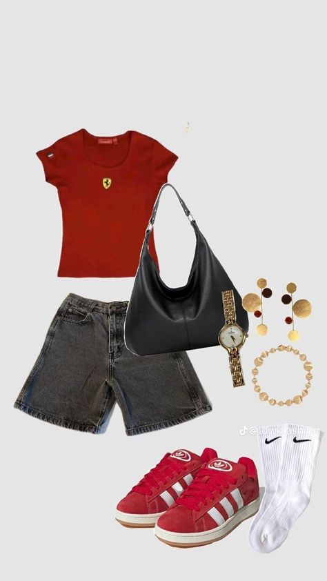 Ferrari Outfit, Fashion Magazine Aesthetic, Magazine Aesthetic, Gazelle Adidas, Denim Shorts Black, Mode Crochet, Adidas Spezial, Pinterest Outfits, Swaggy Outfits