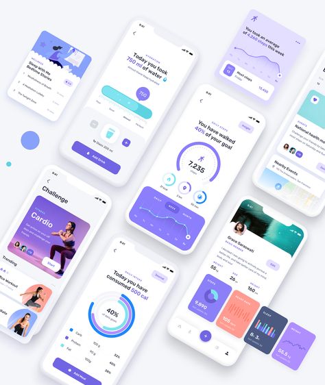 Baking Coquette, Meditation Podcast, Steps App, Health App Design, Health Apps, Ux Design Mobile, Ui Design Mobile, Ui Ux 디자인, App Design Layout