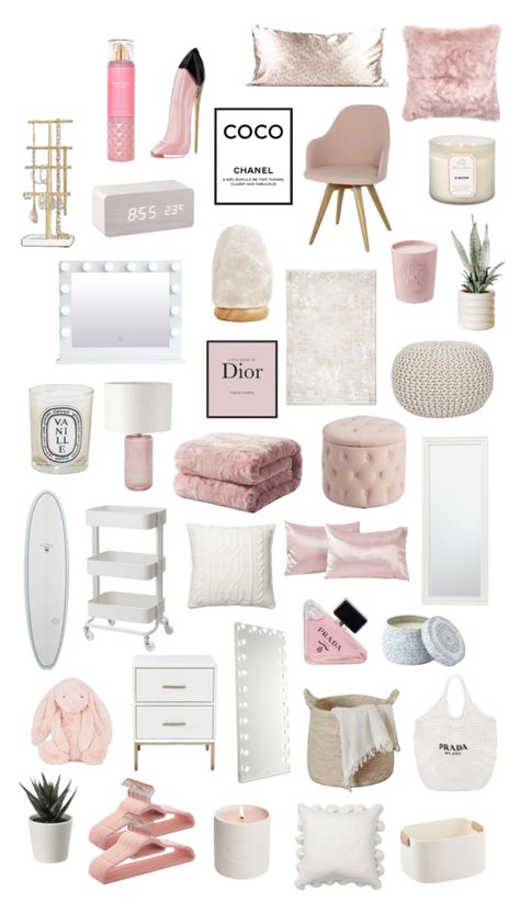 Bedroom Necessities List, Room Ideas Gold And Pink, Clean Room Astethic, Room Theme Ideas For Women, Light Pink House Decor, Cute Trendy Room Ideas, Girly Bedroom Decor Ideas, Popular Room Ideas, Blush Room Decor