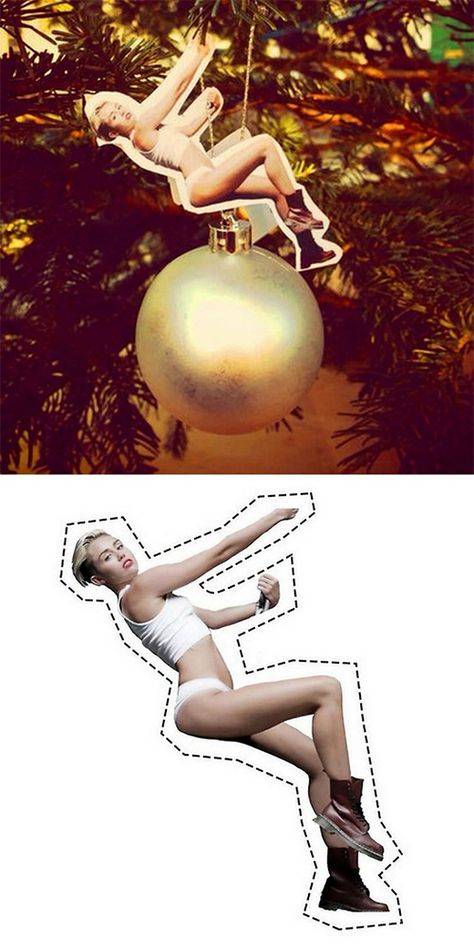 Funny Christmas Ornaments Diy, Miley Cyrus Wrecking Ball, Gag Gifts Christmas, Funny Christmas Ornaments, Homemade Christmas Decorations, Wrecking Ball, Christmas Ball, Gifts For Brother, White Elephant