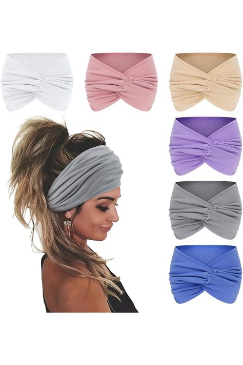 Wecoe Headbands for Women, 6pcs Fashion Knotted Headbands Wide Elastic Thick Turban Headbands for Wigs African Hair Head Wrap Sweat Headbands Workout Hair Bands Gym Hair Accessories For Women(Set C) Workout Hair, Sweat Headbands, C Beauty, Headbands Women, Gym Hair, Gym Hairstyles, Wig Colors, African Hair, Turban Headbands