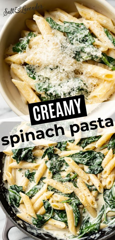 Easy Spinach Pasta, Creamy Spinach Pasta, Spinach Pasta Sauce, Spinach Pasta Recipe, Spinach Cream Sauce, Creamy Spinach Sauce, Spinach Pasta Recipes, Chicken Spinach Pasta, Spinach Sauce