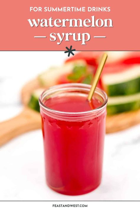 This homemade watermelon syrup is one of the most fun ways to use up some extra watermelon! I love getting loads of watermelon when it reaches peak season during the summertime. It’s definitely a summertime picnic favorite. https://feastandwest.com/2024/05/22/watermelon-simple-syrup/ Over Ripe Watermelon Recipes, Watermelon Simple Syrup, Extra Watermelon, Watermelon Syrup, Frozen Drinks Alcohol, Craft Beer Recipes, Strawberry Simple Syrup, Simple Syrup Cocktails, Frozen Drink Recipes