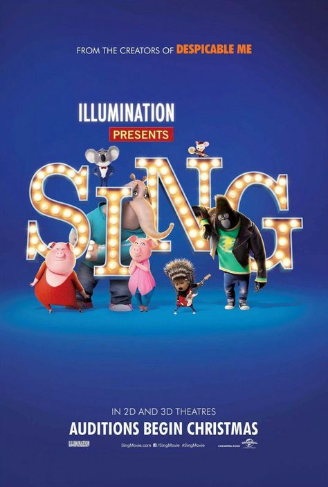 Sing movie poster Sing 2016, Sing Movie, Seth Macfarlane, See Movie, Kids' Movies, Movies 2016, Animation Movie, Family Movie Night, Kid Movies