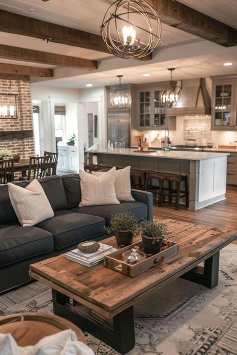 Cozy Farmhouse Living Room, Farmhouse Living Room Decor Ideas, Modern Farmhouse Living, Modern Farmhouse Living Room, Farmhouse Living Room, Kitchen Farmhouse, Farmhouse Interior, Chic Living Room, Farmhouse Decor Living Room