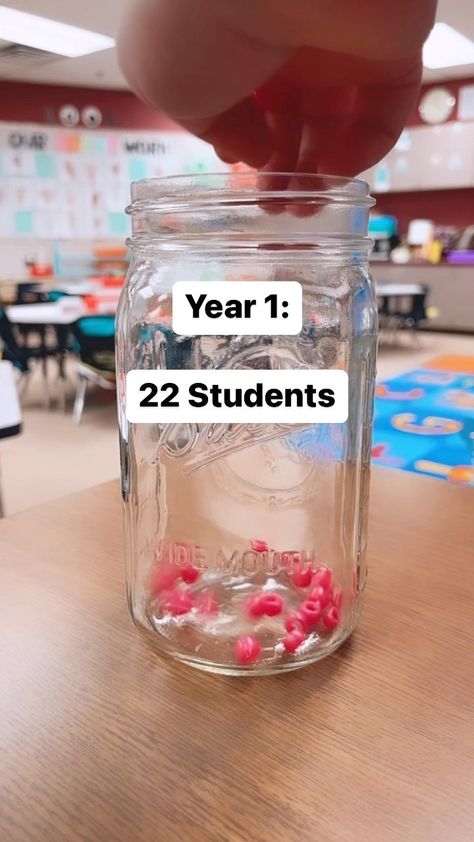 I didn’t realize how emotional this would make me 🥹 I can’t wait to watch this jar fill up! #kindergartenteacher #iteachk #iteachkinder … | Instagram Teacher Jar Gifts, Prek Teacher Organization, Diy Teacher Decor, Student Teacher Gifts To Students, Gifts For Students From Student Teacher, Aesthetic Teacher Classroom, Teacher Hacks Elementary, Kindergarten Teacher Aesthetic, Teacher Tattoo Ideas