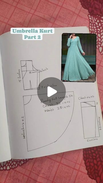 One Piss Dress, Sewing Measurements Women, Umbrella Dress Design Ideas, Umbrella Cut Churidar, Gown Stitching Ideas, Umbrella Cut Kurti, Umbrella Kurti, Churidar Pattern, Layered Dress Pattern