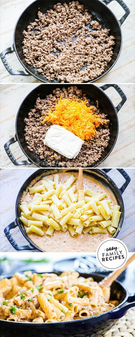 easy and yummy! Cheeseburger Pasta, Pasta Casera, Cheese Burger, Deilig Mat, Goulash, Beef Recipes For Dinner, Bratwurst, Beef Dinner, Easy Family Meals