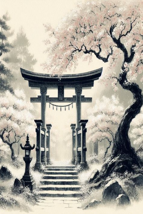 Torii Gate Blossoms Check more: https://paintlyx.com/torii-gate-blossoms/ Torri Gate Art, Japanese Pagoda Tattoo Design, Torii Gate Tattoo Design, Japanese Gate Tattoo, Japanese Shrine Tattoo, Asian Temple Tattoo, Tori Gate Tattoo, Torii Gate Tattoo, Japanese Landscape Tattoo