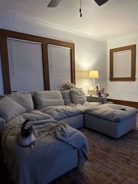 aesthetic couch, neutral couch, living room, minimalistic, cozy living room, cozy couch Couches For Cuddling, Comfy Clean Living Room, Beanbag Couch Living Room, Deep Sofa Comfy Couches Living Room, Massive Couch Living Room, Kova Couch Living Room, Sectional Aesthetic, Cozy Sofa Living Room, Cozy Sofa Deep Couch