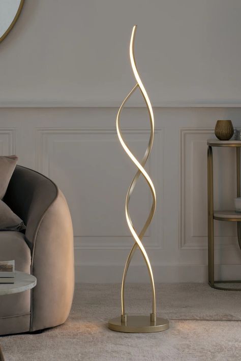 Diy Luminaire, Champagne Gold Color, Silver Floor Lamp, Lamp Makeover, Gold Living Room, Tall Lamps, Living Room Accessories, Lampe Decoration, Beautiful Sofas