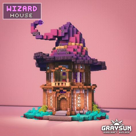 Minecraft - Wizard House ➡️ Support my work on Patreon and request my builds as a benefit! (Link in bio) Join the bakery Minecraft… | Instagram Minecraft Houses Magical, Minecraft Witch Ideas, Minecraft Flowers Build, Minecraft Starter Base Ideas, Enchantment Room Minecraft Ideas, Minecraft Cave House Ideas, Easy Minecraft House Ideas, Whimsical Minecraft House, Witch Minecraft