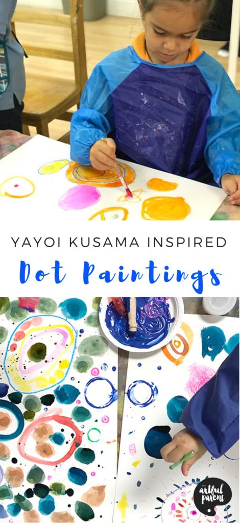 Create amazing and colorful dot paintings inspired by Japanese artist Yayoi Kusama. Project & post by Catalina Gutierrez of Redviolet Studio. #kidsart #artsandcrafts #kidspainting #paintingforkids #paintingideas #paintingtechniques #artforkids #preschoolers #drawing #drawingforkids via @The Artful Parent Artful Parent, Children Painting, Art Activities For Kids, Yayoi Kusama, Camping Art, Lessons For Kids, Process Art, Preschool Art, Japanese Artists