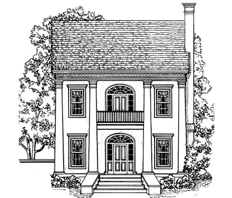 NeoClassical House Plan with 2410 Square Feet and 4 Bedrooms from Dream Home Source | House Plan Code DHSW64081 Vintage Victorian House, Neoclassical House, Kitchen Cabinets Elevation, Building Facades, Victorian House Plans, Architectural Ideas, Blueprint Pictures, Narrow Lot House Plans, Interior Columns