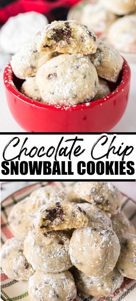 Chocolate Chip Snowballs, Chocolate Chip Snowball Cookies, Christmas Chow, Mexican Wedding Cakes, Butterball Cookies, Snowball Cookie, Russian Tea Cookies, Persnickety Plates, Wedding Cookies Recipe