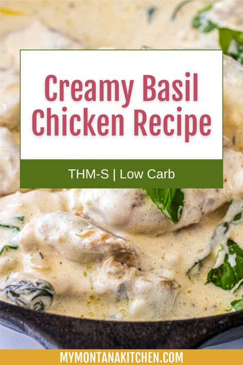 Wondering what to make for dinner tonight? Here's your answer! Melt-in-your mouth chicken, covered in a rich creamy sauce with fresh basil. It's an easy weeknight supper that’s sure to impress everyone at your dinner table. Creamy Basil Chicken, Recipe With Basil, Basil Chicken Recipe, Montana Kitchen, Mouth Chicken, What To Make For Dinner, High Fat Low Carb Recipes, Parmesan Cream Sauce, Chicken Dishes Easy