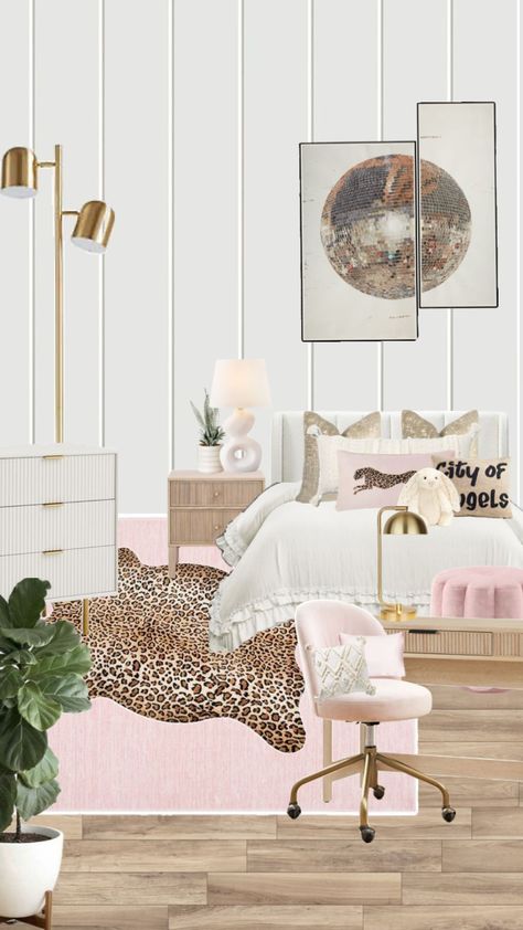 #bedroom #collage #leopardprint #inspo #pink #bedroomdecor #bedroominspo #pinterest Bedroom Collage, White Room Decor, Luxury Room Bedroom, Room Redesign, Preppy Room Decor, Girly Room, Preppy Room, Redecorate Bedroom, Cozy Room Decor