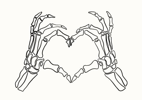 Small Skeleton Tattoo Simple, Halloween Love Drawings, Skeleton Hand Heart Tattoo, Skeleton Tattoo Stencil, Romantic Goth Tattoo, Things To Draw Your Boyfriend, Skeleton Heart Tattoo, Skeleton Finger Heart, Left And Right Tattoos