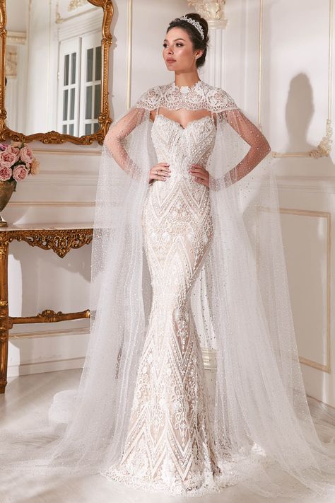 Wedding Dress With Cape, Richard Sherman, Wedding Dress Bustle, Cape Wedding Dress, Formal Dresses With Sleeves, Kleinfeld Bridal, Fancy Wedding Dresses, Bridal Cape, Dream Wedding Ideas Dresses