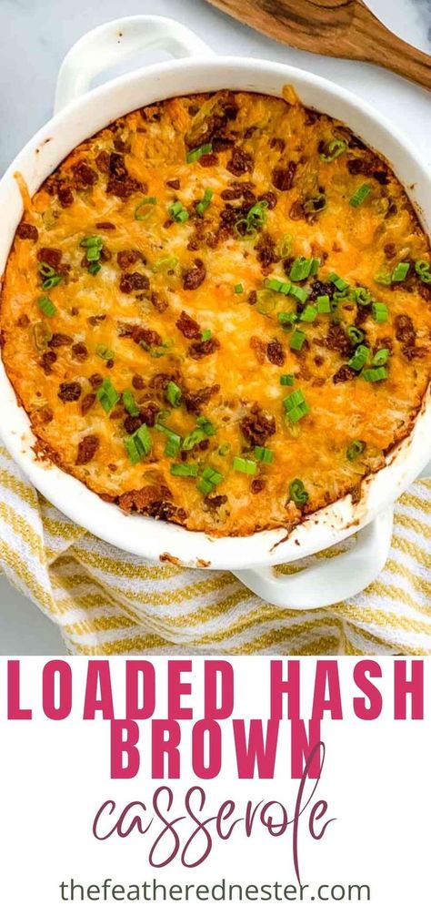 Loaded Hash Brown Casserole, Loaded Hashbrown Casserole, Shredded Potato Casserole, Shredded Hashbrown Recipes, Summer Casserole Recipes, Baked Hashbrowns, Hash Brown Potato Casserole, Loaded Potato Casserole, Baked Potato With Cheese