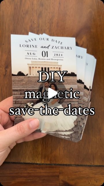 Lorine | DC Blogger LTK & Amazon Affiliate on Instagram: "DIY magnetic save the dates price breakdown below 👇🏼  Canva: free - canva pro is $120 for the year I used canva ALL THE TIME for wedding related projects - the yearly pro subscription is totally worth it, but if you’re ballin on a budget the free subscription does the trick!  4x6 photos printed at Walmart: 14 cents per photo (pick up in 1 hour price) $8.96 for 64 photos  Magnetic adhesive pack of 64 (4x6) from Amazon: $29.99  Envelopes: A6 invitation envelopes from Walmart $5.48 for 50  2oz stamps: 73 cents per stamp  Would you DIY your save the dates?   #diybride #diybrides #diysavethedate #savethedate #magneticsavethedate #weddingplanning #bride #weddingtodolist #theknotwedding #weddingwire #wedding" Clever Save The Date Ideas, Cheap Diy Save The Date Ideas, Diy Wedding Invitations Magnet, Diy Magnet Save The Date, Magnetic Wedding Invitations, Easy Save The Dates Diy, Wedding Diy Save The Date, Save The Dates Magnets, Save The Date Ideas Magnets