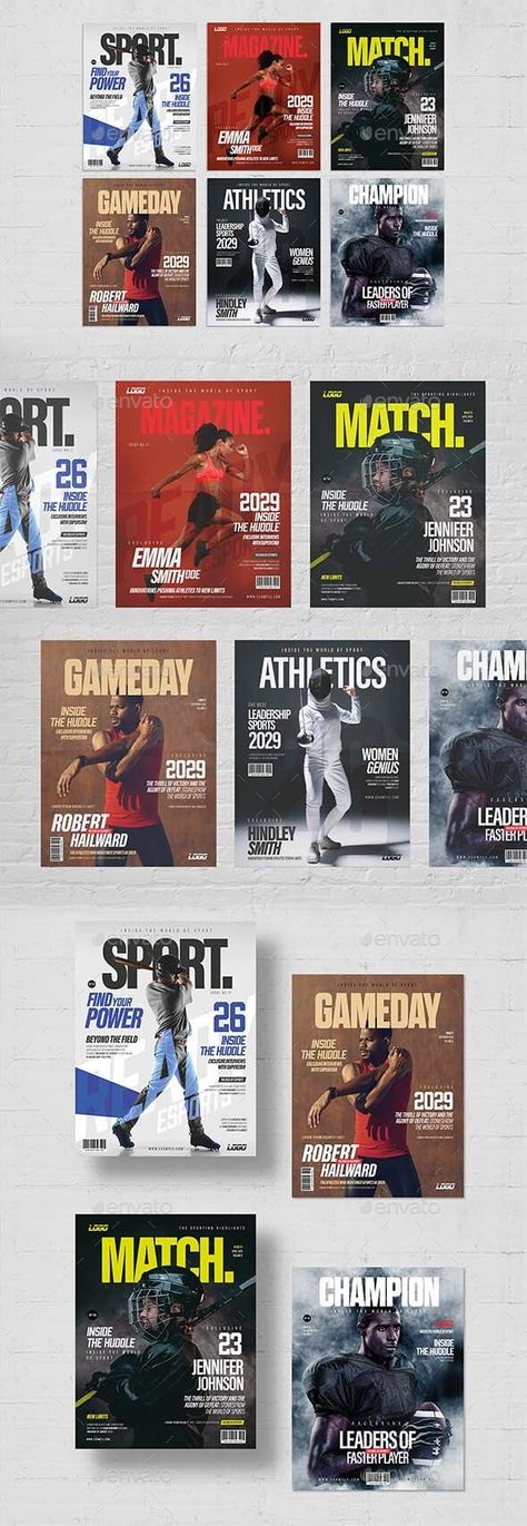 Sport Magazine Cover Templates - Magazines Print Templates Sports Magazine Cover Design, Sports Magazine Cover, Sport Magazine Cover, Sports Magazine Design, Sports Brochure, Zine Layout, Magazine Sport, Sports Magazine Covers, Magazine Design Cover