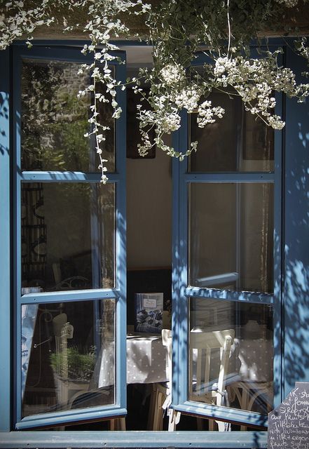 An Open Window, Blue Cottage, Beautiful Windows, Window View, Open Window, Through The Window, Doors And Windows, Windows Doors, Blue Aesthetic