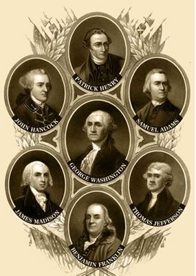 The Founding Fathers of the United States of America: Patrick Henry, Samuel Adams, Thomas Jefferson,Benjamin Franklin.James Madison,John Hancock, and George Washington. John Adams, Historical Quotes, Patrick Henry, Lizzie Hearts, Samuel Adams, John Hancock, History Quotes, James Madison, The United States Of America