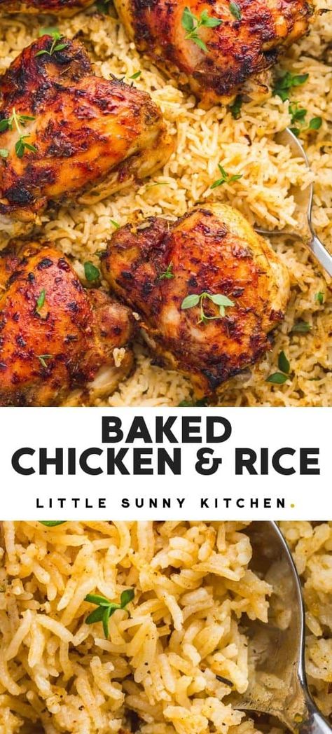 Chicken Leg Casserole Recipes Oven Baked, Barbecue Chicken And Rice, Chicken And Rice In The Oven, Baked Chicken Thighs And Rice, Baked Chicken And Rice Recipes, Oven Chicken And Rice, Chicken Thigh And Rice Recipe, Oven Baked Chicken And Rice, Chicken And Rice Dinner