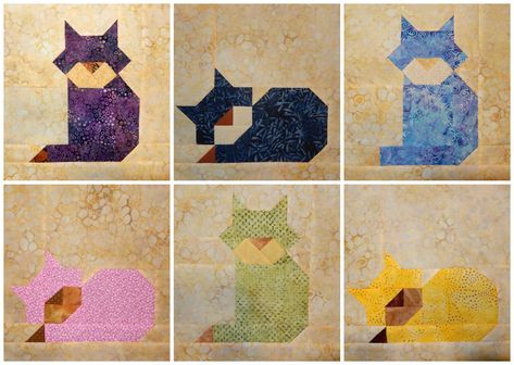 Cat Patches: Two Cats Cat Quilt Patterns Free, Cat Quilt Block, Cat Quilts, Cat Quilt Patterns, Fall Quilt Patterns, Cat Patch, Dog Quilts, Charm Quilt, Quilt Square Patterns