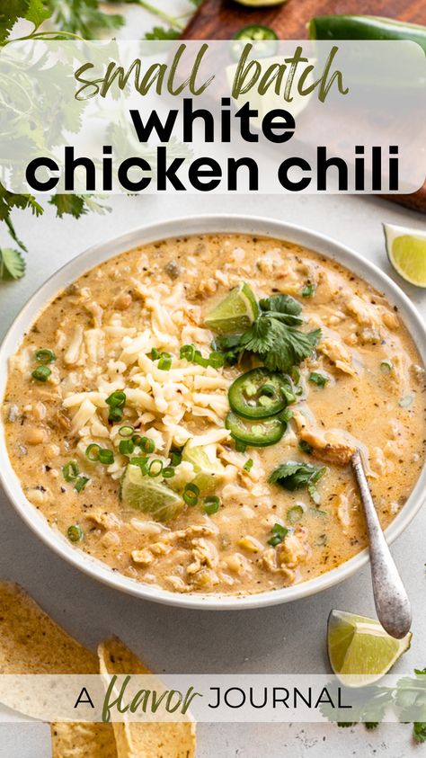 Creamy White Chicken Chili Taste Of Home, White Chicken Chili For One, White Chili Soup Recipes, Small Batch White Chicken Chili, White Chicken Green Chili Soup, White Chili Recipe Easy, Olga's White Bean Chicken Chili, White Chicken Chili With Salsa Verde, White Chile Chicken Soup